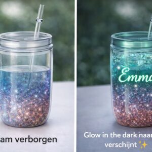 Glow in the Dark beker met naam 350 ml
